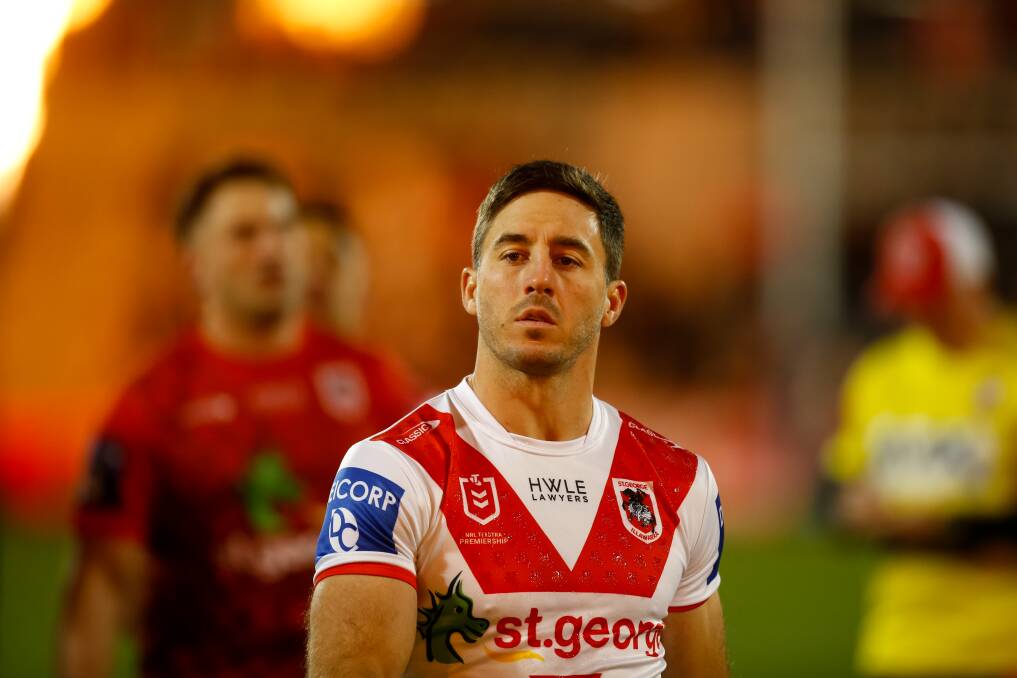 A predicted hostile reception for Dragons skipper Ben Hunt proved lukewarm in Wollongong on Friday night. Picture by Anna Warr