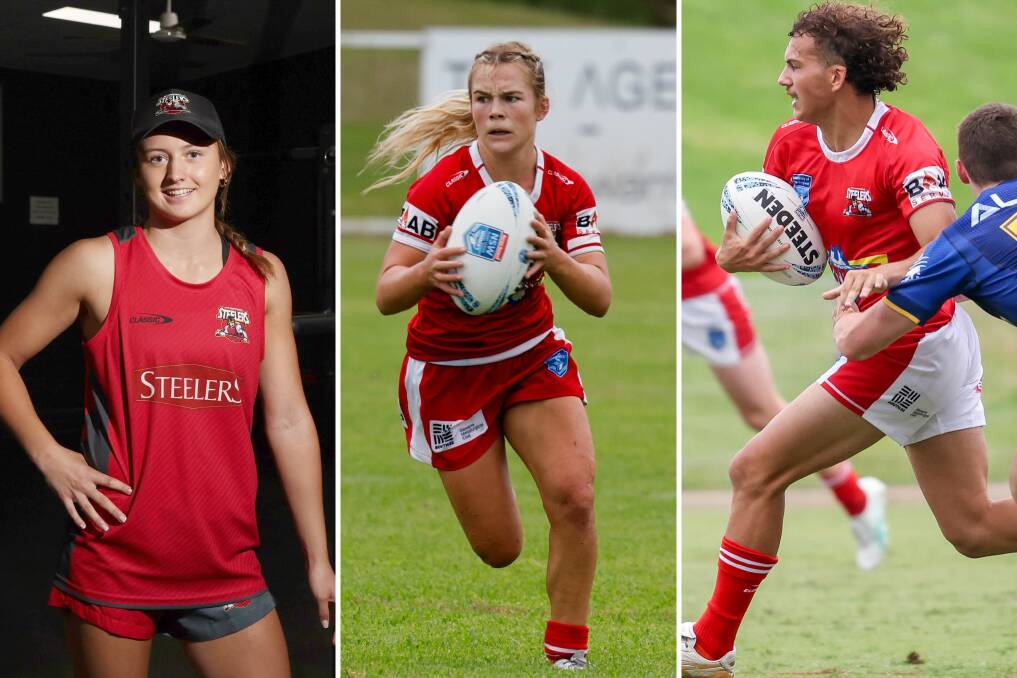 Tahlia O'Brien (left) and Tori Shipton (centre) were joint winners of the Steelers Lisa Fiaola Cup Player of the Year, while Jack Talbot (right) was named Harold Matthews' best. Pictures by Anna Warr/Adam McLean
