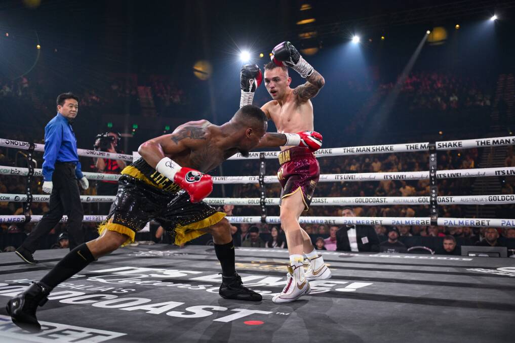 Sam Goodman proved to slick for American Ra'eese Aleem on Sunday. Picture Matt Roberts/No Limit Boxing
