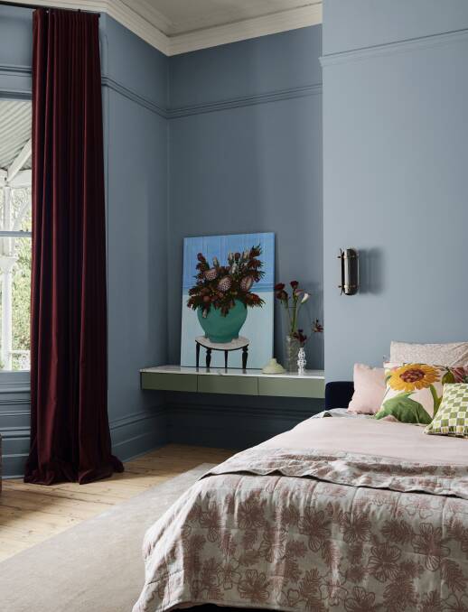 Bree suggests using artwork to complete the space and unite colours in the room. Pictured is the paint shade Clouded Sky.