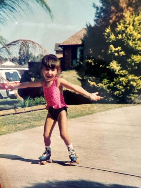 A young Tracey is pictured practising her early skating skills. Picture: supplied
