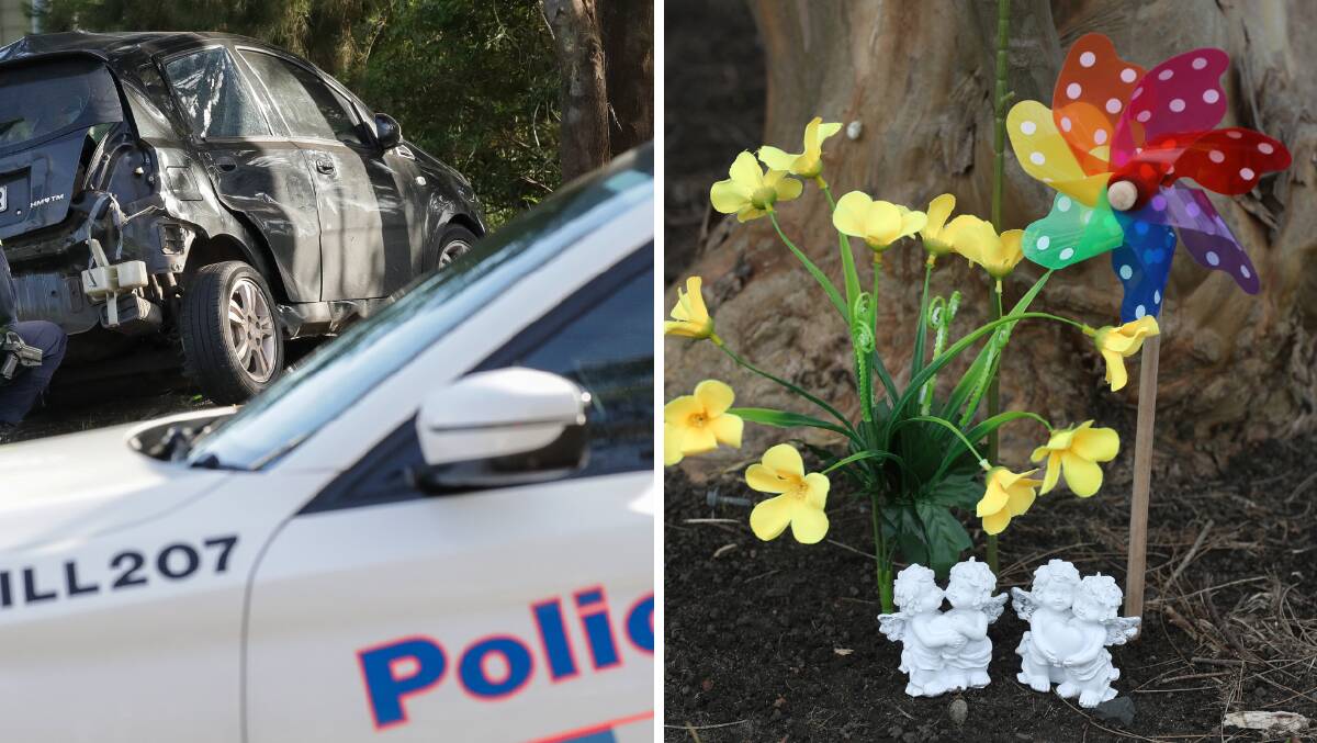 Flowers laid at the site of the Towradgi Road crash. Pictures by Adam McLean and Robert Peet.