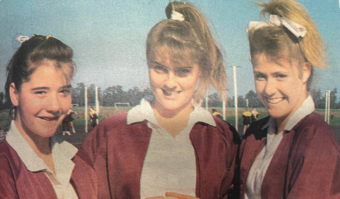 Members of the under-15 Illawarra representative squad who were selected for the State Talent Squad in July 1989. From left, Monique O'Hara, Lynda Waddell and Nadine Lear. Picture by Illawarra Mercury