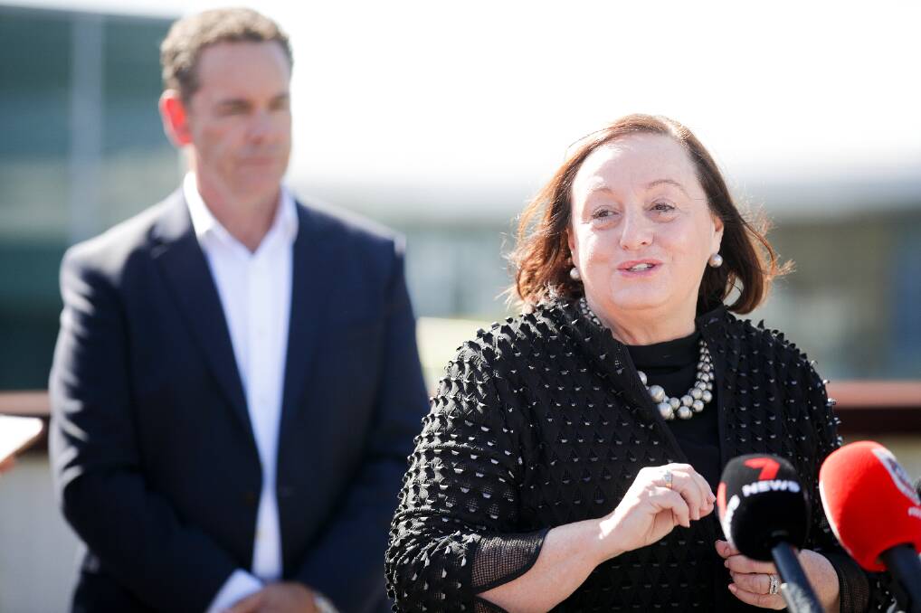 Professor Patricia Davidson at the December 2022 announcement of a St George Illawarra Dragons rugby league centre of excellence on the UOW Innovation Campus. File picture by Adam McLean