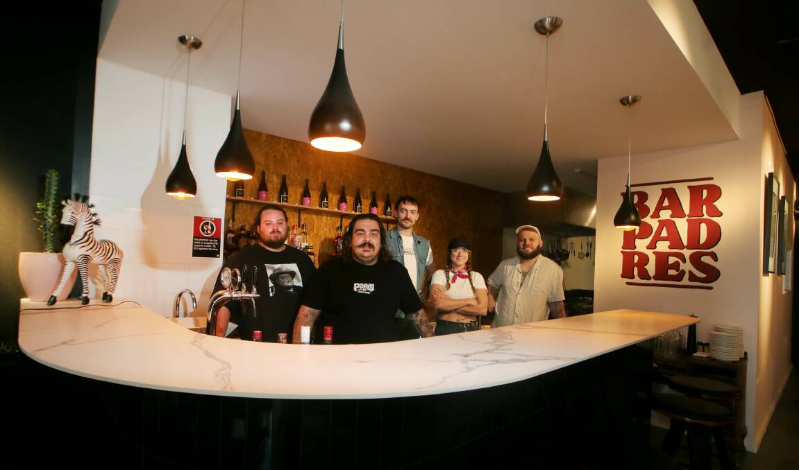 Chay McGregor, Andrew Juskiw, Ashley ONeill, Amanda Hertz and Barry Pearson when Bar Padres opened. Picture: Sylvia Liber