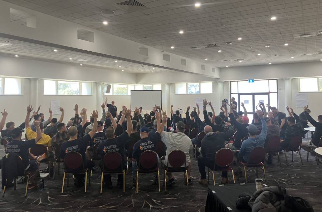 Union members vote in favour of strike action at the Fraternity Club on August 11. Picture supplied