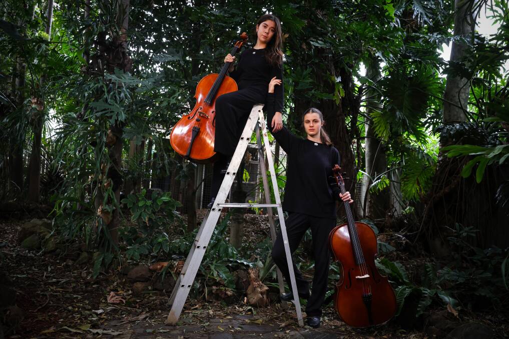 Members of the BlueScope Youth Orchestra, Alice Van and Maeve Bradbury. Picture by Sylvia Liber