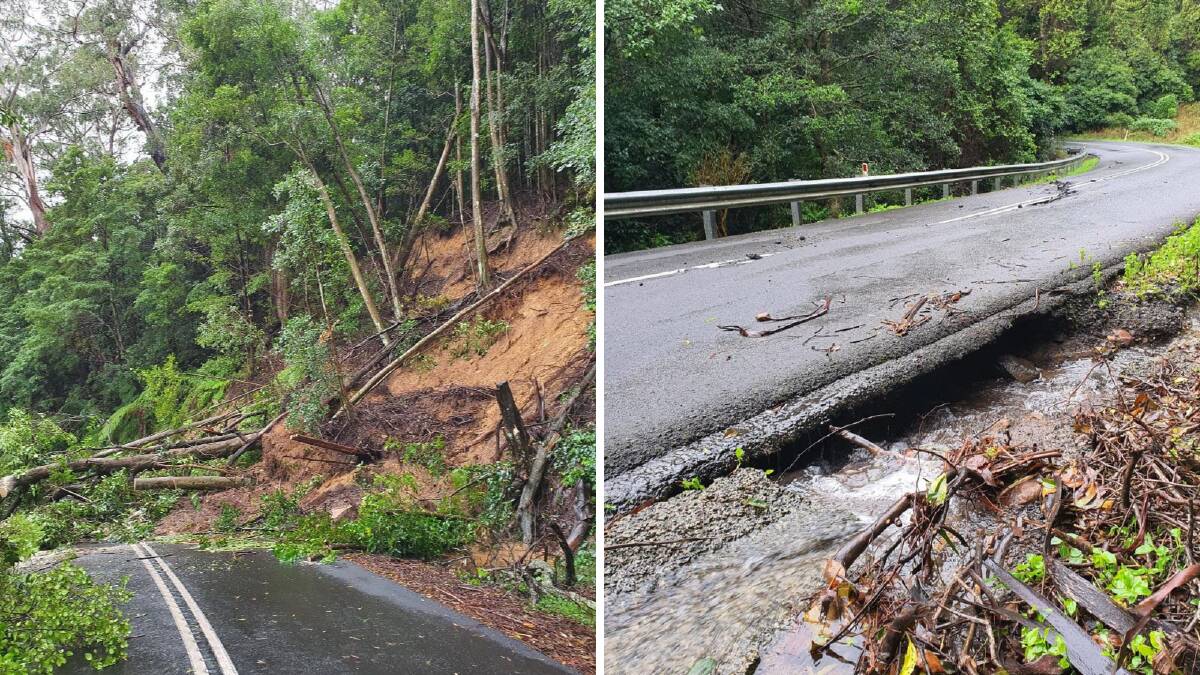 Damage to Jamberoo Mountain Road last July. Pictures from Kiama Municipal Council.