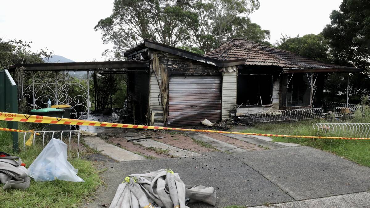 A house on Farmborough Road was destroyed after a fire tore through it early Wednesday morning. Picture by Adam McLean