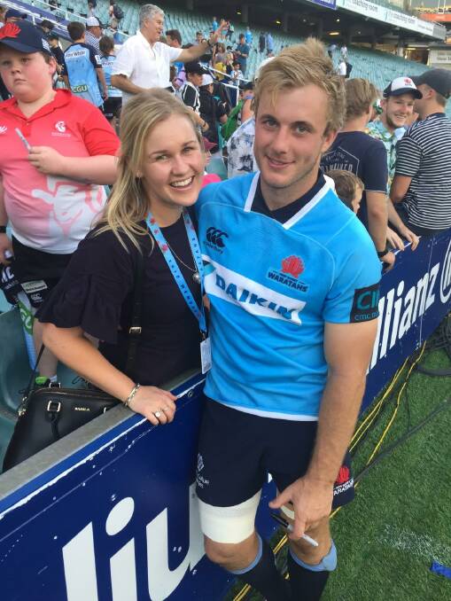 Will Miller with his now wife Savanagh Miller when he was playing for the Waratahs.