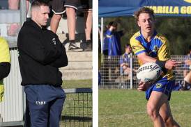 Stingrays of Shellharbour player-coach Tom Warner and Warilla Lake South Gorillas hooker Sam Hooper. Pictures Sylvia Liber and Rob Peet