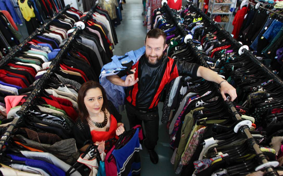 FASHION: Fairy Meadow and Wollongong Salvation Army store managers Alison Moore and Dale Cheetham. Picture: Georgia Matts 