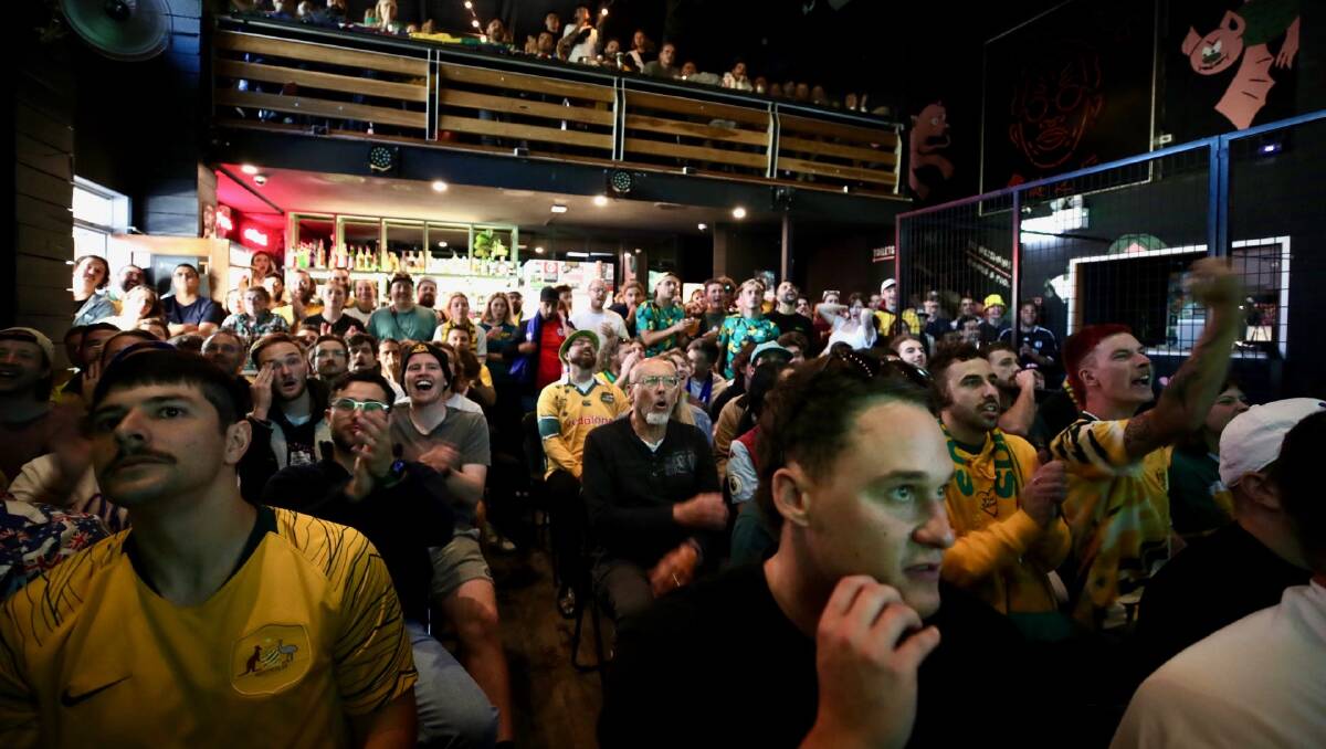 Hundreds of fans were at La La La's in Wollongong to watch the Socceroos play Argentina in their round of 16 World Cup fixture. Picture: Adam McLean 
