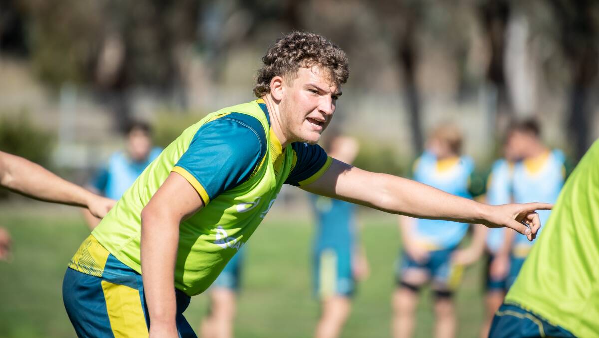 Former Tech-Waratahs junior Ollie McCrea training with the Junior Wallabies at a training camp at the AIS. Picture by Karleen Minney.