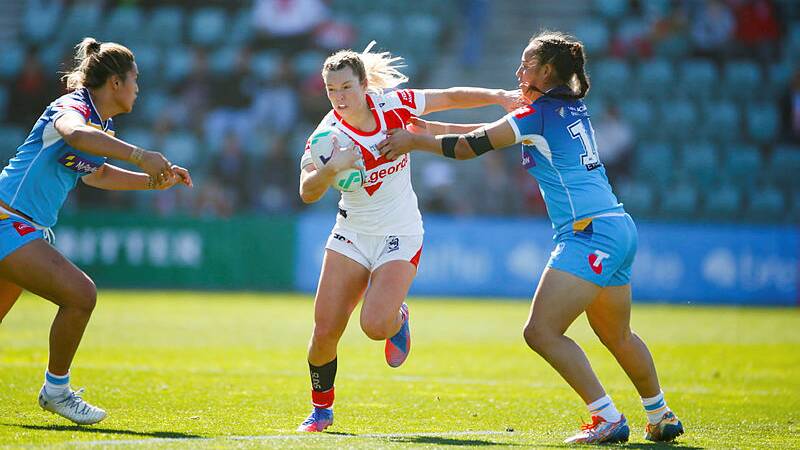 Emma Tonegato, pictured here during her days playing for St George Illawarra Dragons in the NRLW, is expected to line-up for the Burraneer Rays at the Kiama Sevens tournament on Saturday, February 24. Picture by Anna Warr