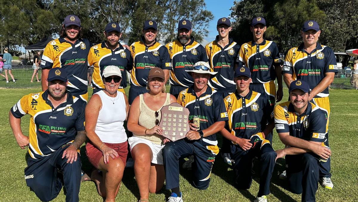 Lake Illawarra celebrates after beating Shellharbour in early January this year to win the Justin Burns Shield. Picture supplied.