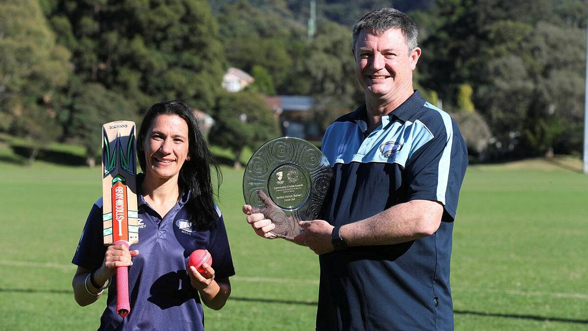 Janelle Roby and Peter Cleaves celebrate the Northern Districts Butchers winning Cricket Australia's Community Club of the Year award. Picture by Robert Peet.