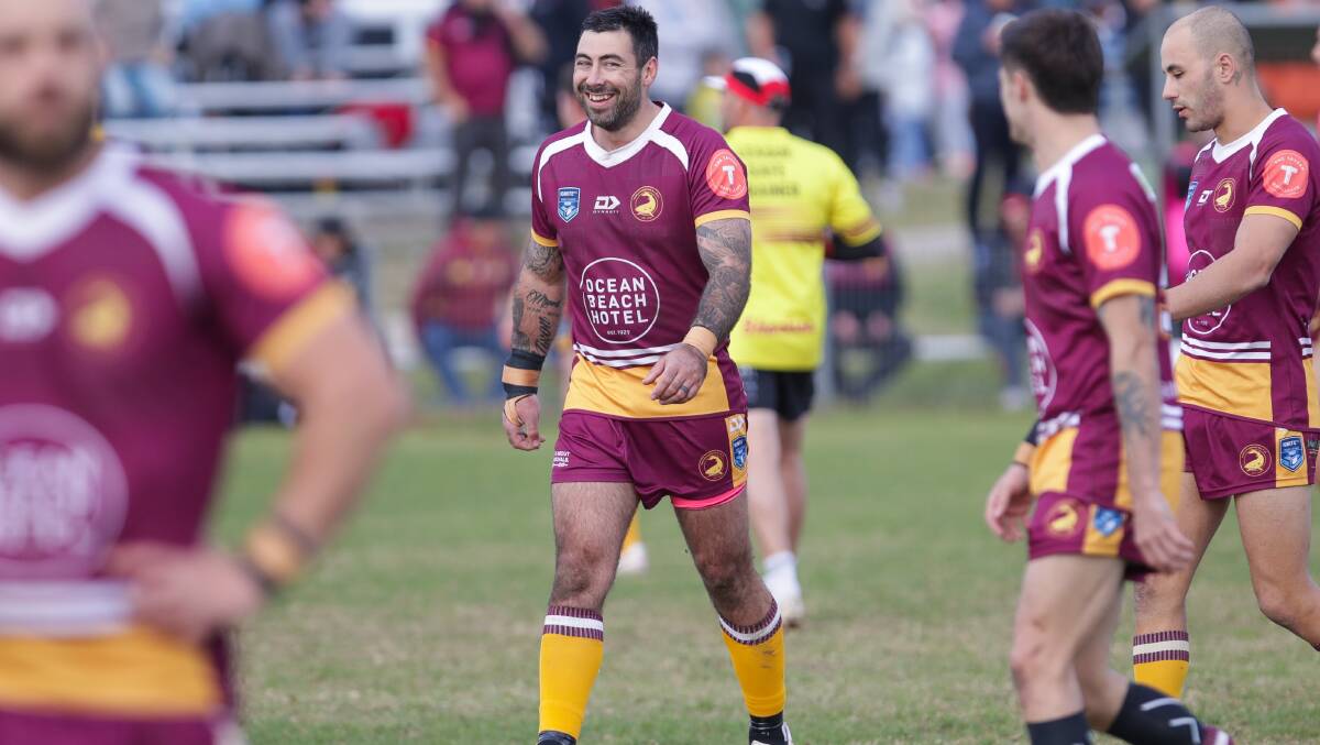 James Ralphs and his Shellharbour Sharks team-mates have plenty to smile about but Gerringong Lions can end their seven-game unbeaten streak on Sunday. Picture by Adam Mclean