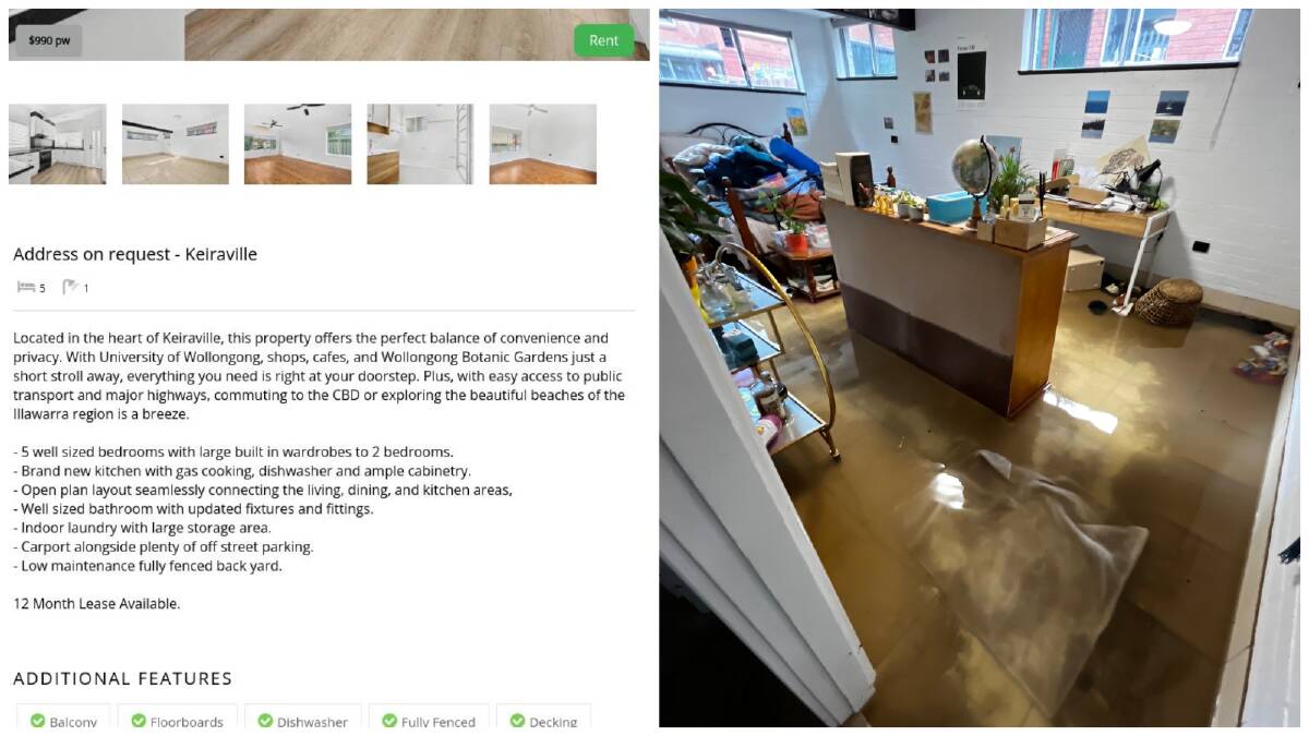 The home as described in an online listing on June 19 and a picture from April 26 shows Charlotte's flooded bedroom. Pictures supplied 