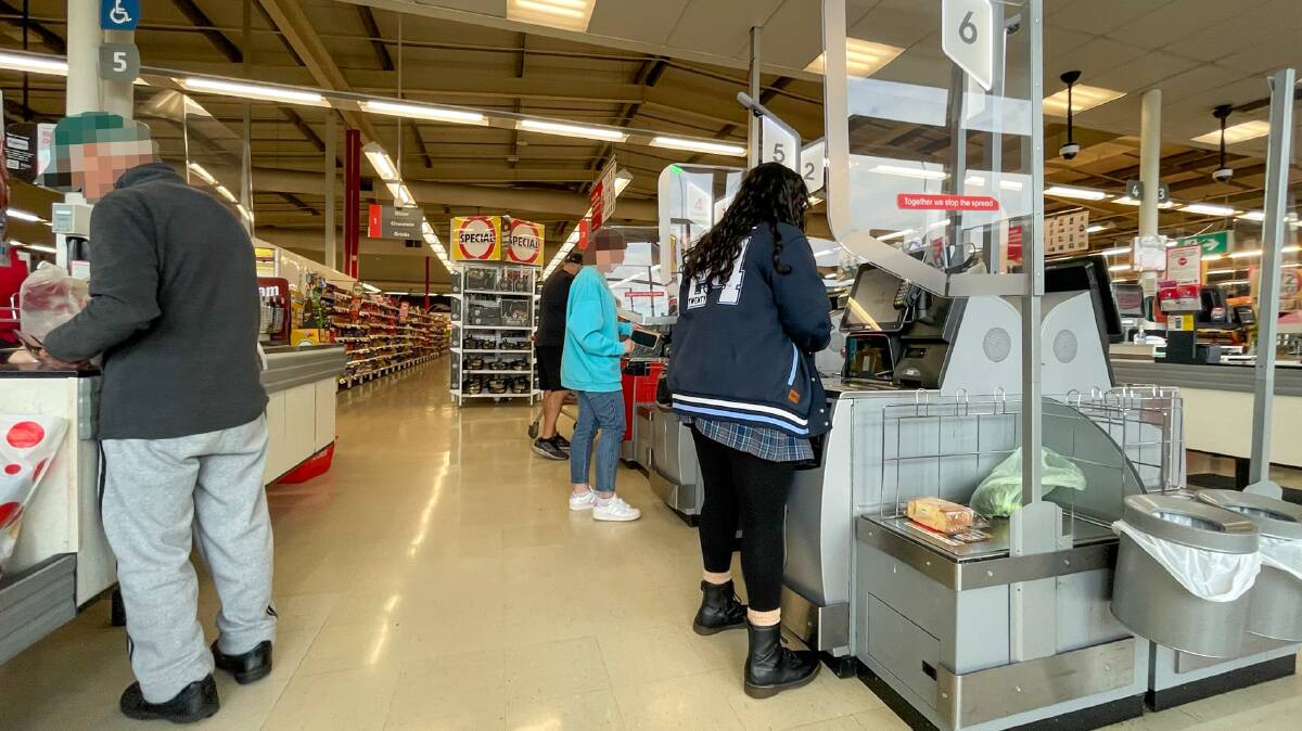 Shoppers are being filmed from multiple angles at the self check-out. 