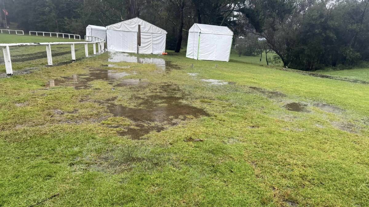 The waterlogged oval in Bundanoon after heavy rains in April.
