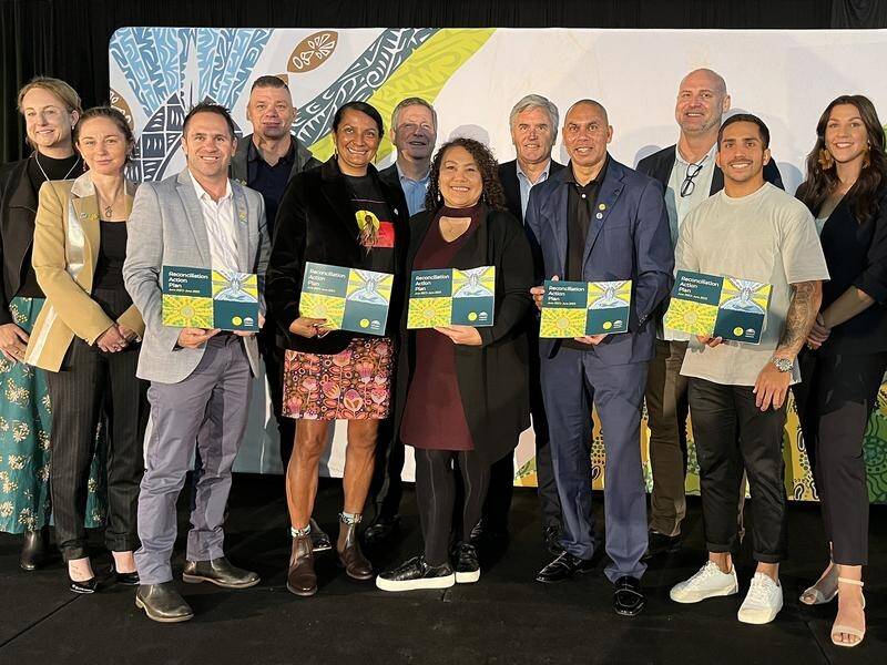 AOC leaders and Indigenous Advisory Committee members launch the reconciliation action plan. (William Ton/AAP PHOTOS)