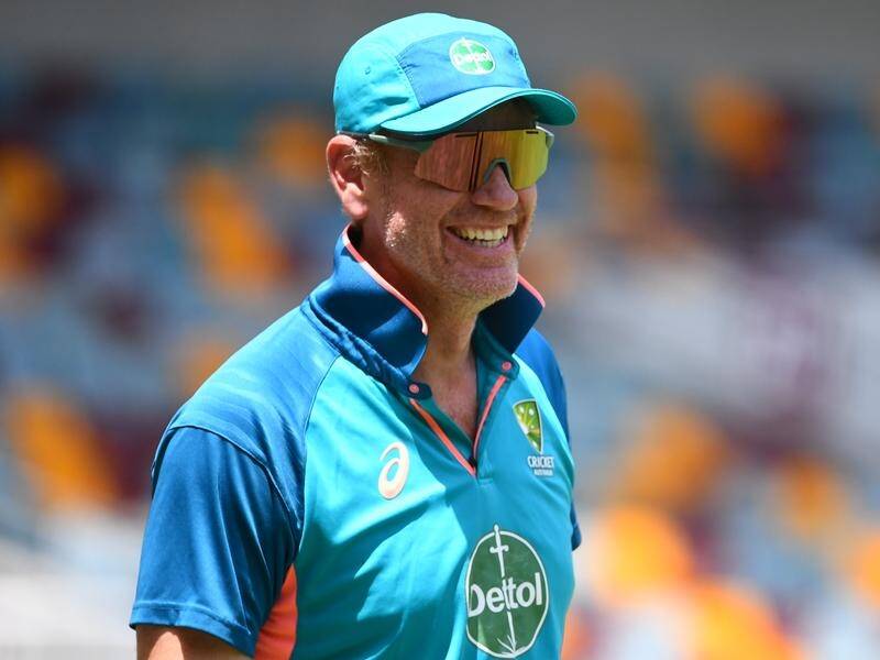 Australia coach Andrew McDonald has featured in his side's T20 World Cup prep win over Namibia. (Jono Searle/AAP PHOTOS)