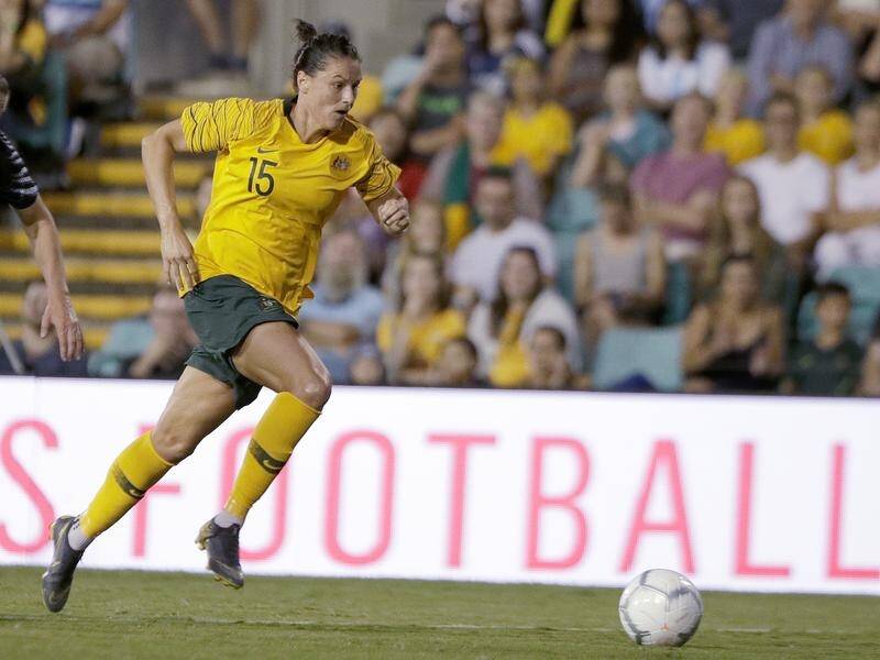 Matildas star Emily Gielnik says a barrier to women in sport is a lack of facilities. (AP PHOTO)