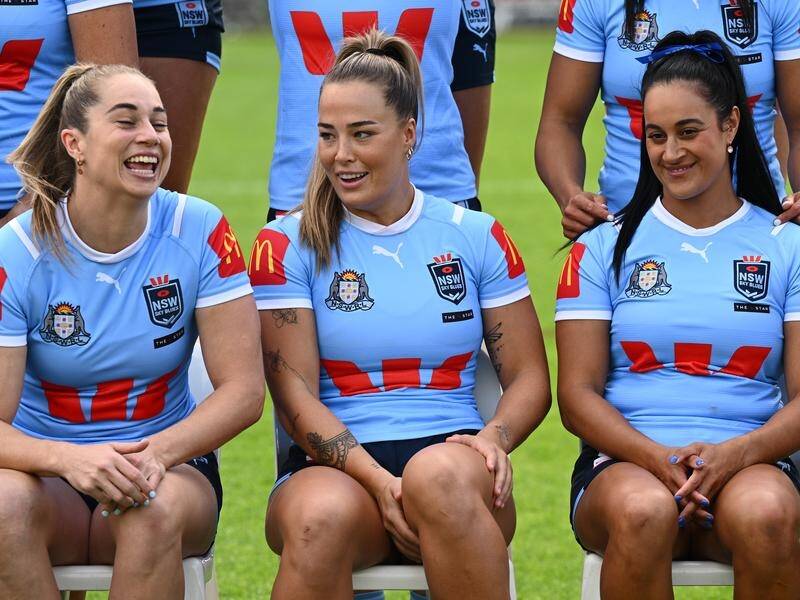 NSW have thrived training together for seven weeks in Origin preparation, Yasmin Clydsdale (r) says. (Dan Himbrechts/AAP PHOTOS)