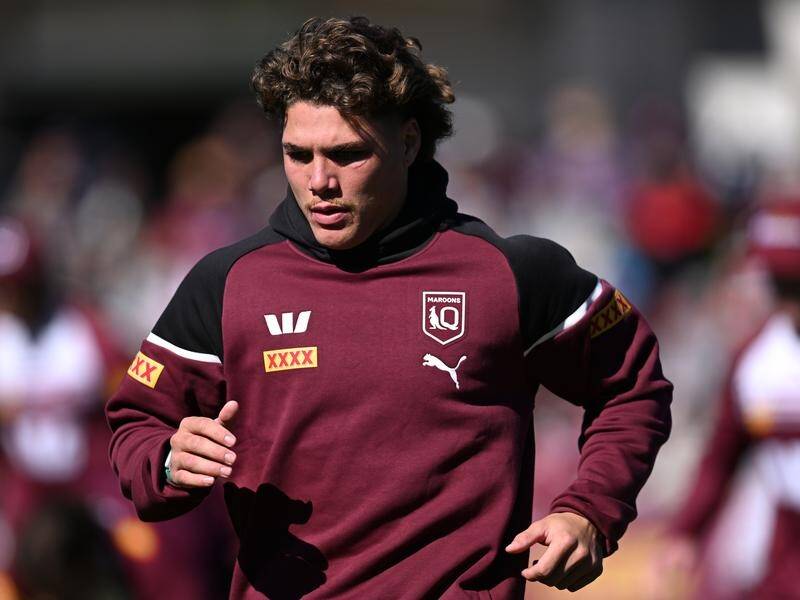 Queensland fullback Reece Walsh, training in Toowoomba on Tuesday, remains an Origin target for NSW. (Darren England/AAP PHOTOS)