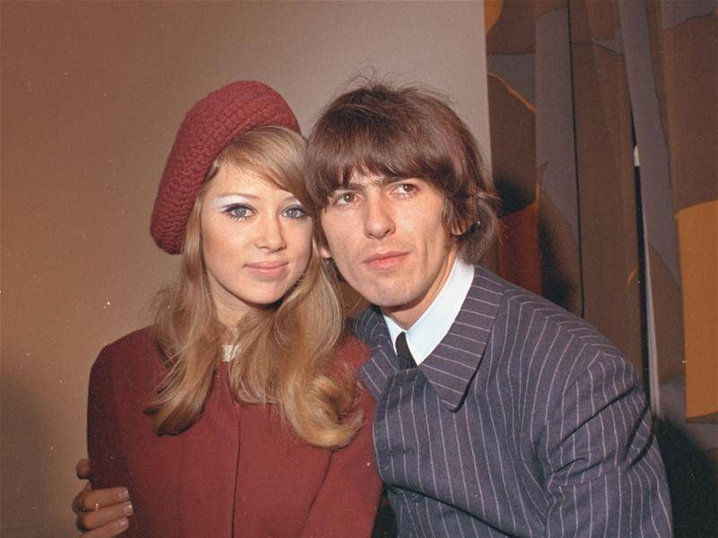 Patti Boyd and George Harrison during a news conference in London in 1966. (AP PHOTO)