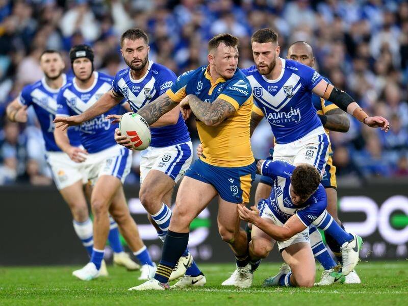 J'maine Hopgood (c) is set to undergo back surgery in another blow to Parramatta's campaign. (Steven Markham/AAP PHOTOS)