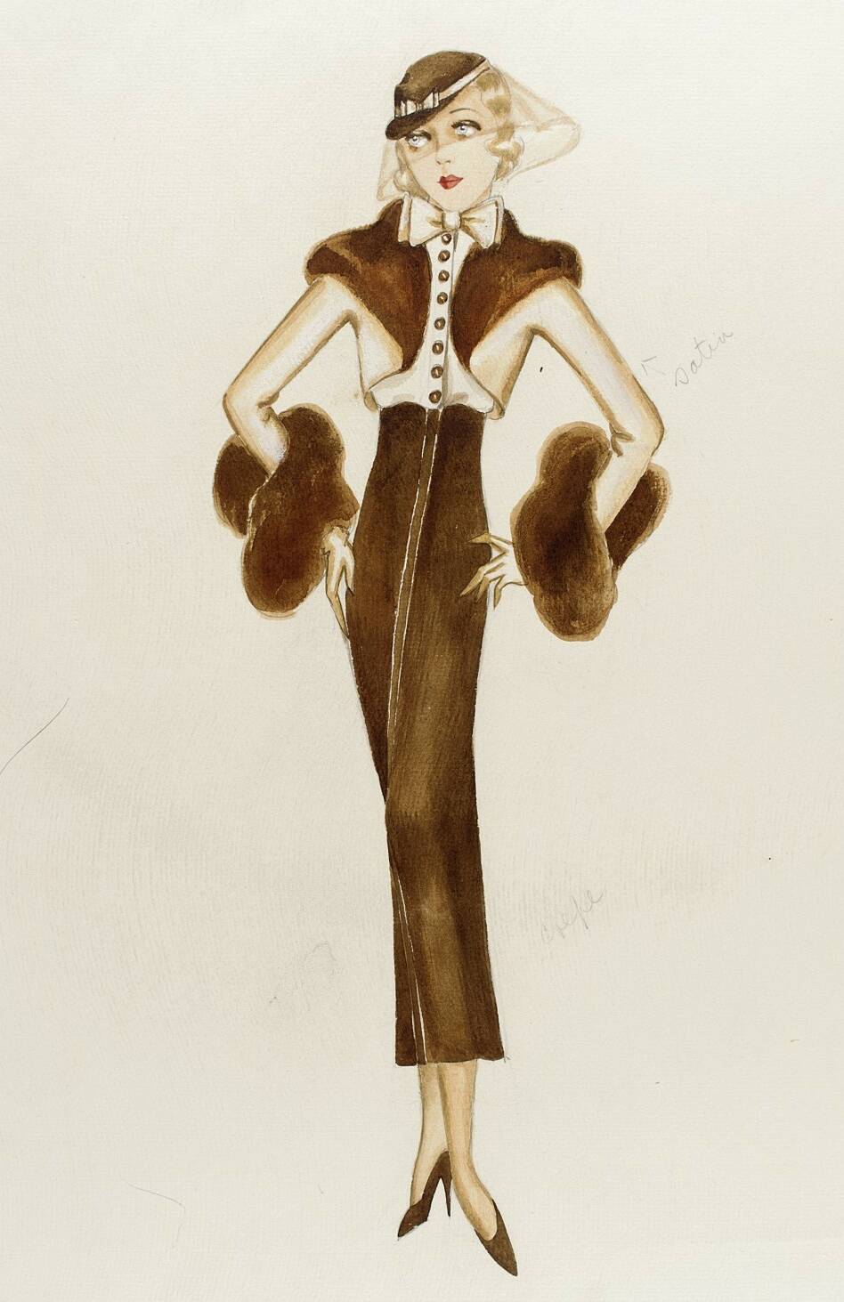 Costume Sketch of Barbara Stanwyck  LACMA Collections