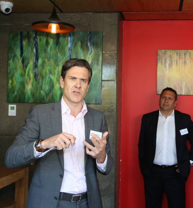 Big year ahead: Simon Kersten and Marcello Ramirez spoke at the Colliers International end of year function and market review at RAW Energy. Picture: Greg Ellis.
