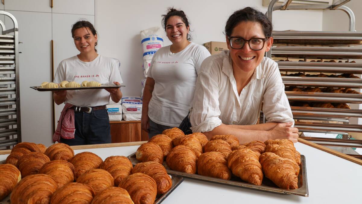 Millers' Local Bakehouse owner Emma Huber with Sandra Czarnowski and Kiara Arriaza-Martins. Picture by Robert Peet