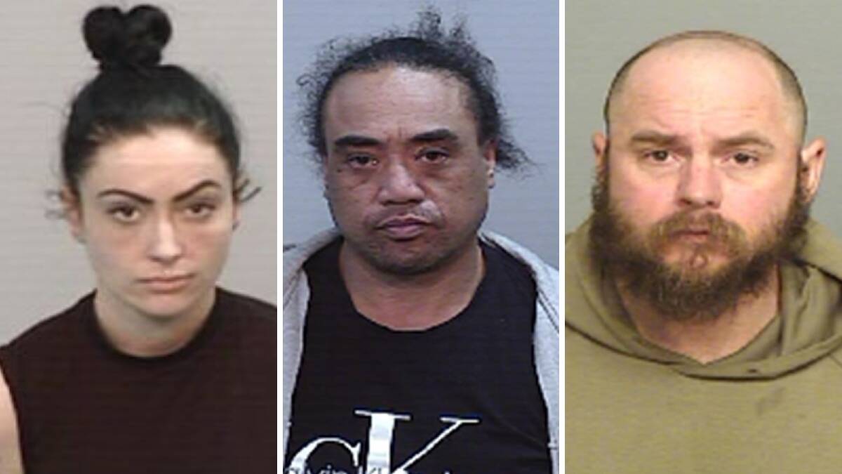 Sarrah De Gabriele, Michael Otto and Bradley Green are on the run from police. Pictures by Lake Illawarra Police District
