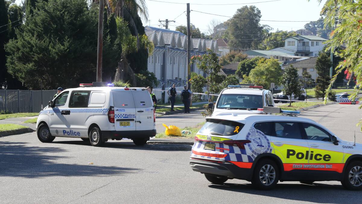 Emergency services at the scene of a fatal pedestrian accident on Lakelands Drive at Dapto on Tuesday, May 28, 2024. Pictures by Robert Peet