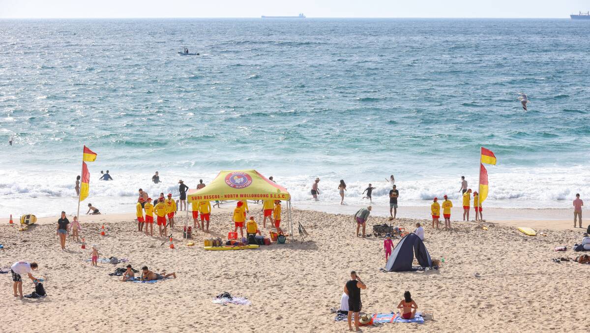 Lifesavers on patrol at North Wollongong Beach on Sunday, October 1. Picture by Wesley Lonergan.