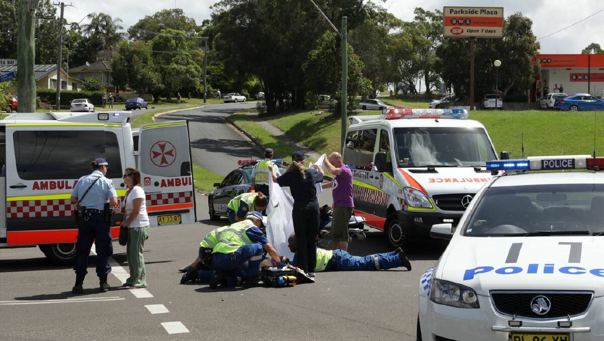 A teenage boy was struck by a car at the intersection of Lakelands Drive and Wyndarra Way in Dapto on January 23, 2012. Picture by Adam McLean story 