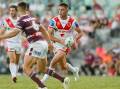 St George Illawarra Dragons five-eighth Kyle Flanagan pictured here playing against Manly at WIN Stadium earlier this month. Flanagan is looking forward to this Sunday's clash against his former club Cronulla. Picture by Anna Warr