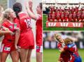 Evie McGrath (main) and Charlotte Basham (bottom right) are among the 12 premiership-winning Illawarra Steelers (top right) to earn Country call-ups. Pictures by Anna Warr and Denis Ivaneza