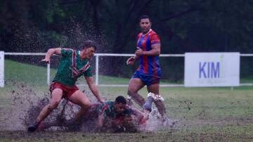 The Wests v Corrimal clash at Sid Parrish Park last Saturday was a mud bath. Picture by Sylvia Liber