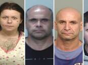 Jessica Calvert, James Morris, Ricky Walker and Joshua Connelly are on the run from police. Pictures by Lake Illawarra Police District 