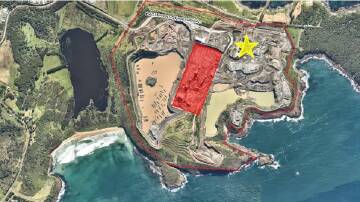 This image from Hanson's Major Projects application shows the current processing are in red, with the proposed new recycling area as a yellow star. 
